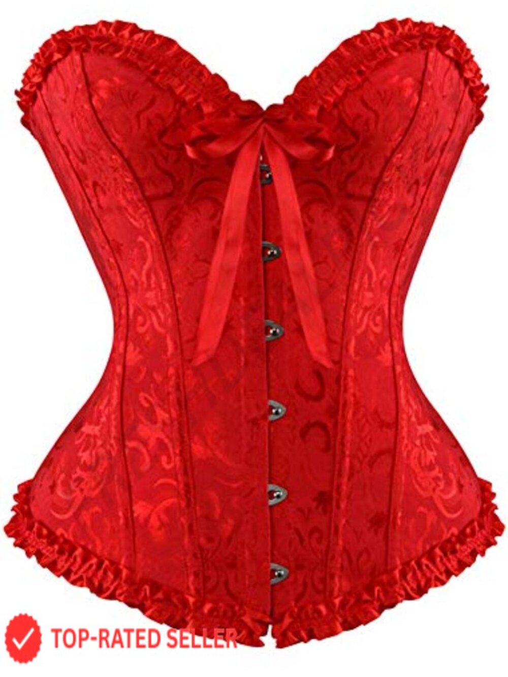 Women's Overbust Corset Top Lace Up Strapless Floral Jacquard Renaissance